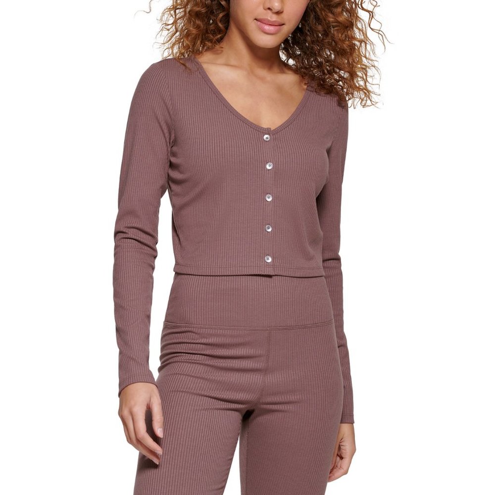 Calvin Klein Performance Womens Button-Up Crop Active Cardigan Top Size XL Slim